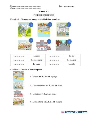 Prépositions + Les lieux