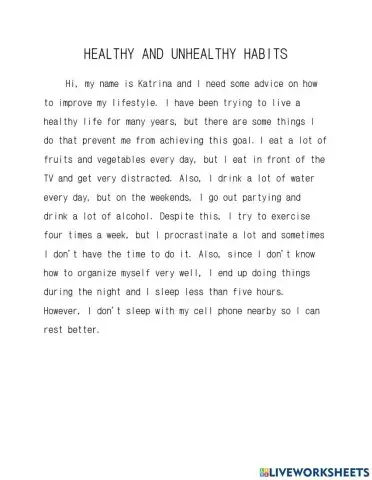 Healthy and Unhealthy Habits