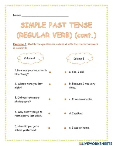 Simple Past Tense (Regular verbs) (cont.)