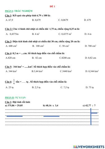Đề ôn toán ck1 số 1 ( 4 -1)