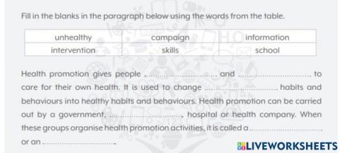Health promoters activity 2