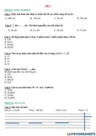 Đề ôn toán ck1 số 3 ( 6 - 1 )