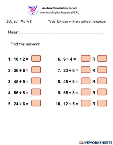 Division with and without remainder