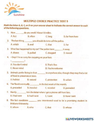 THPT - Practice test 5