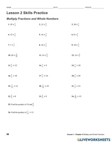 Multiply fractions with whole