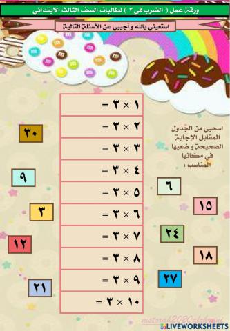 جدول الضرب في 3