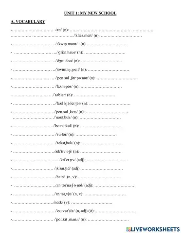 Unit 1. G6. my new school