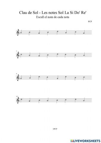 Clau de sol: notes musicals 8 sol la si do' re'