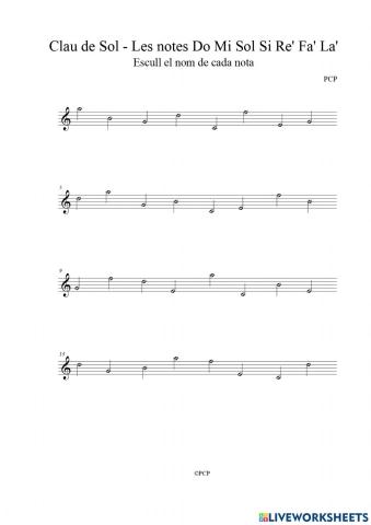 clau de sol: Notes musicals 10 notes linea