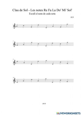 Clau de Sol: Notes musicals 11 Notes espais