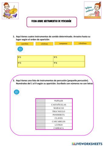 Ficha auditiva de percusión