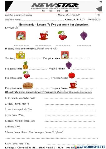 3A10-Lesson 7-I've got some hot chocolate