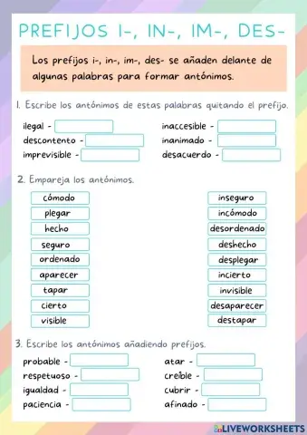 Prefijos des-, im-, in- i-