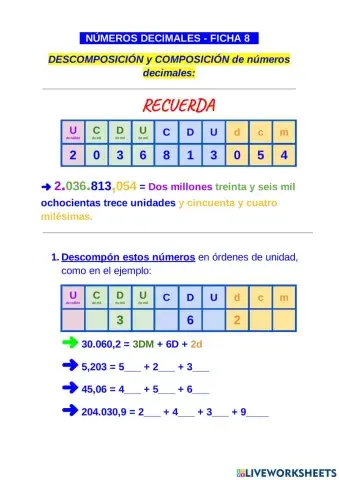 Descomposición de números decimales