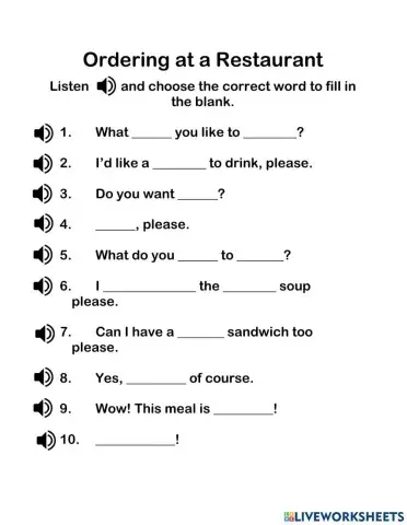 Ordering at a restaurant