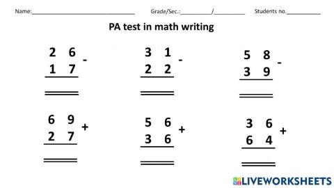 PA test in math