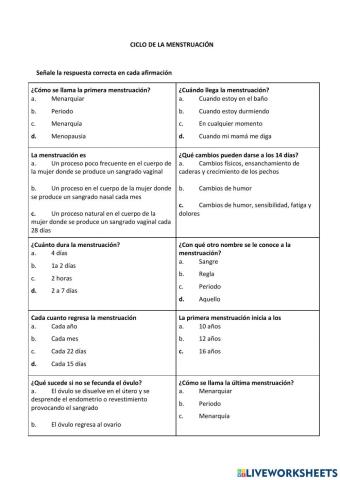 Ciclo de la menstruación