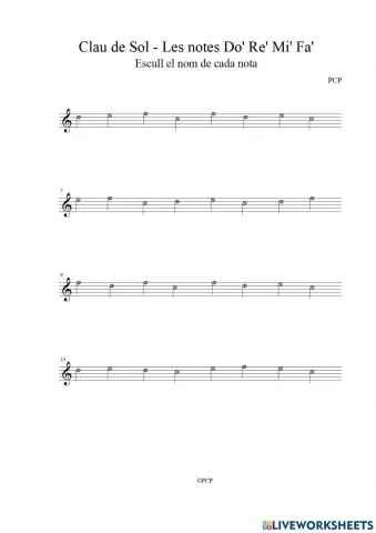 Clau de sol: Notes musicals 9 do' re' mi' fa'