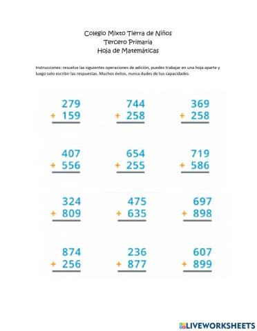 Adición con agrupación