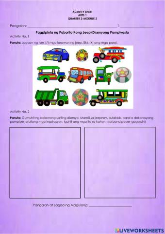 Pagpipinta ng Paborito Kong Jeep-Disenyong Pampiyesta