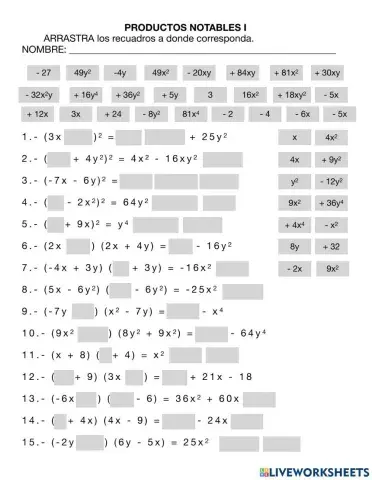 Productos notables i