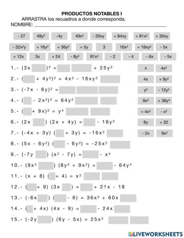 Productos notables i