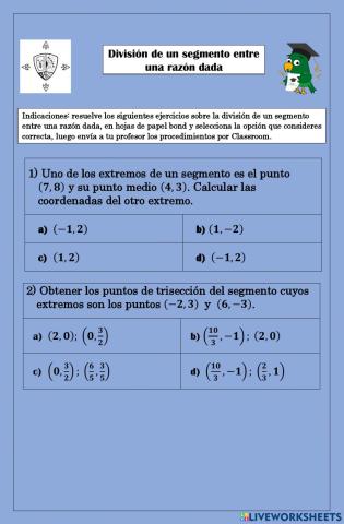 División de un segmento entre una razón dada