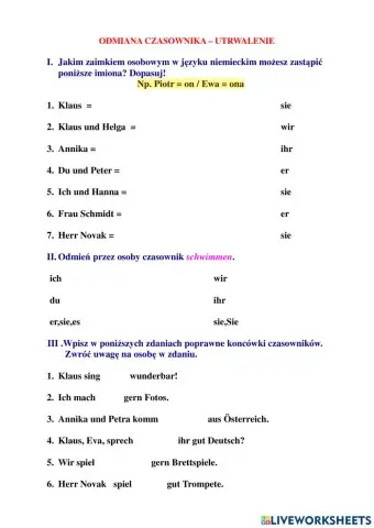 Konjugation des Verbs Grundschule