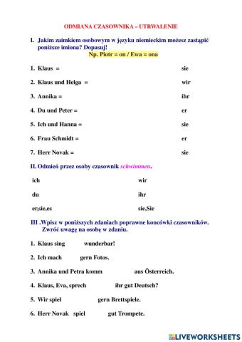 Konjugation des Verbs Grundschule