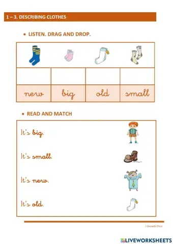 1-3. DESCRIBING CLOTHES. LISTEN. READ AND MATCH