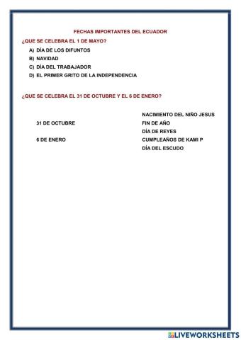 Fechas importantes del ecuador