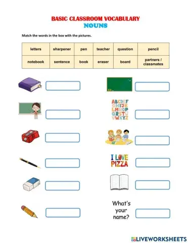 Classroom Vocabulary - Nouns