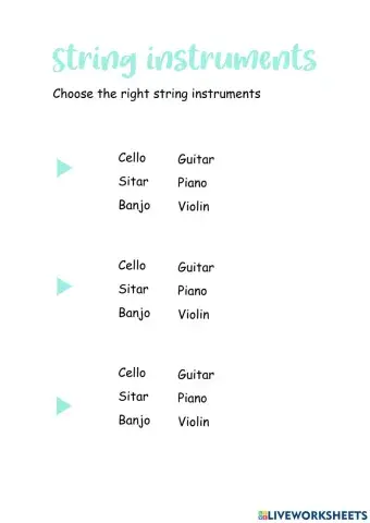 Listening to string instruments. Activity