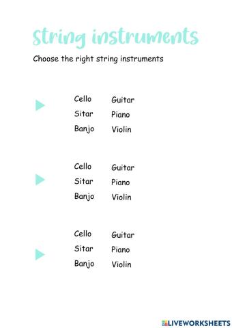 Listening to string instruments. Activity