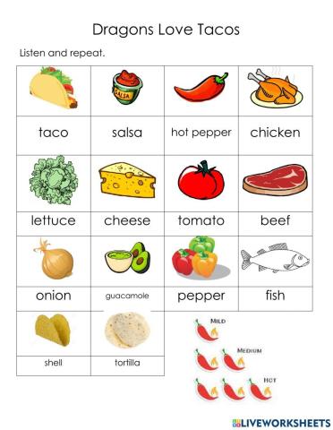 Dragons love tacos - listen repeat