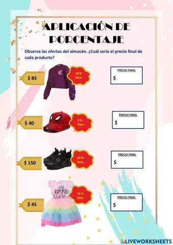 APLICACIÓN DE PORCENTAJES