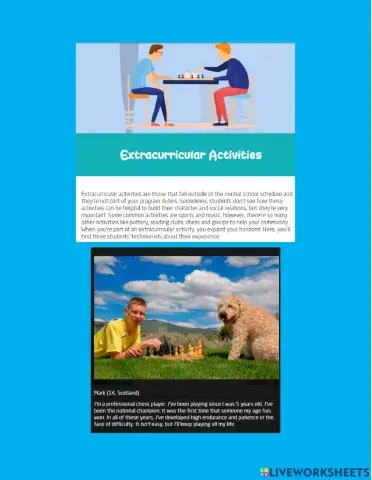 Extracurricular activities 6th grade key contractions