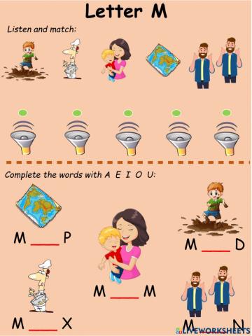 Consonants: Letter M and vowels