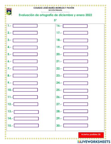Vocabulario DICIEMBRE-ENERO.