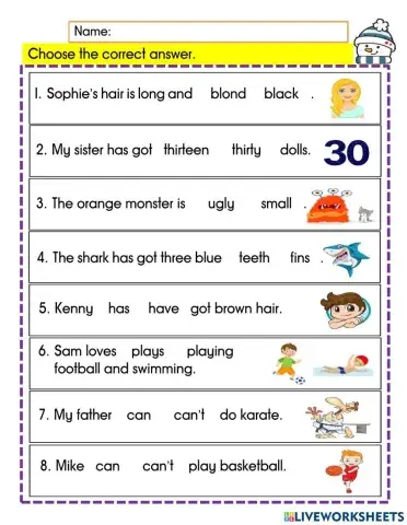 English Year 3 revision m1