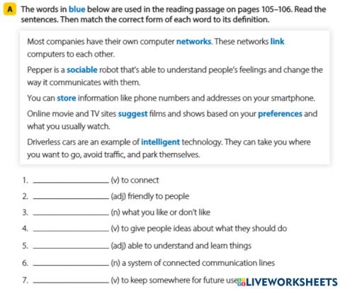 Unit 6 Future living - Section A