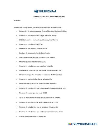 Variable Cualitativas y cuantitaivas
