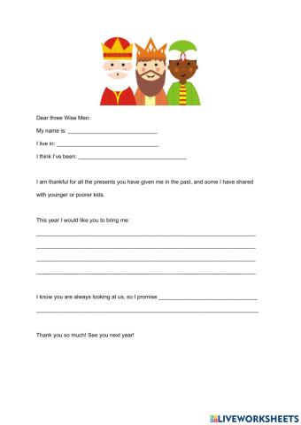 My letter to The three Wise Men