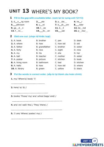 Unit 13 Where's my book?