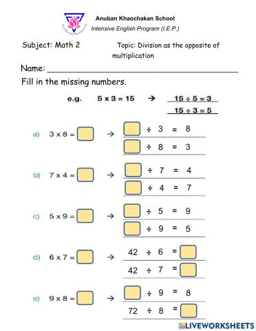 Division as the opposite of multiplication