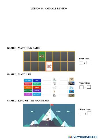 Lesson 18. animals review