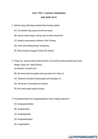 Post test 3 bahasa indonesia