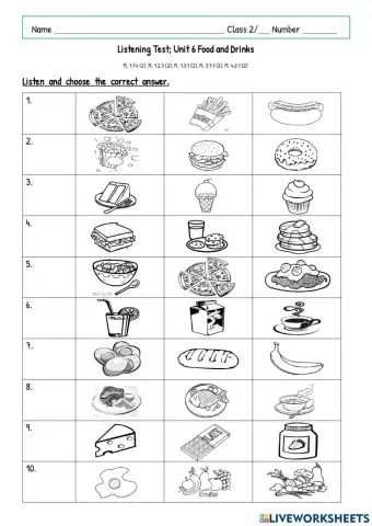 Grade 2 Listening test unit 6