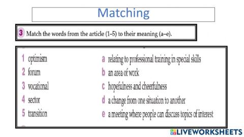 Matching meanings