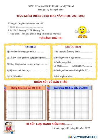 Bản tự kiểm điểm HKI